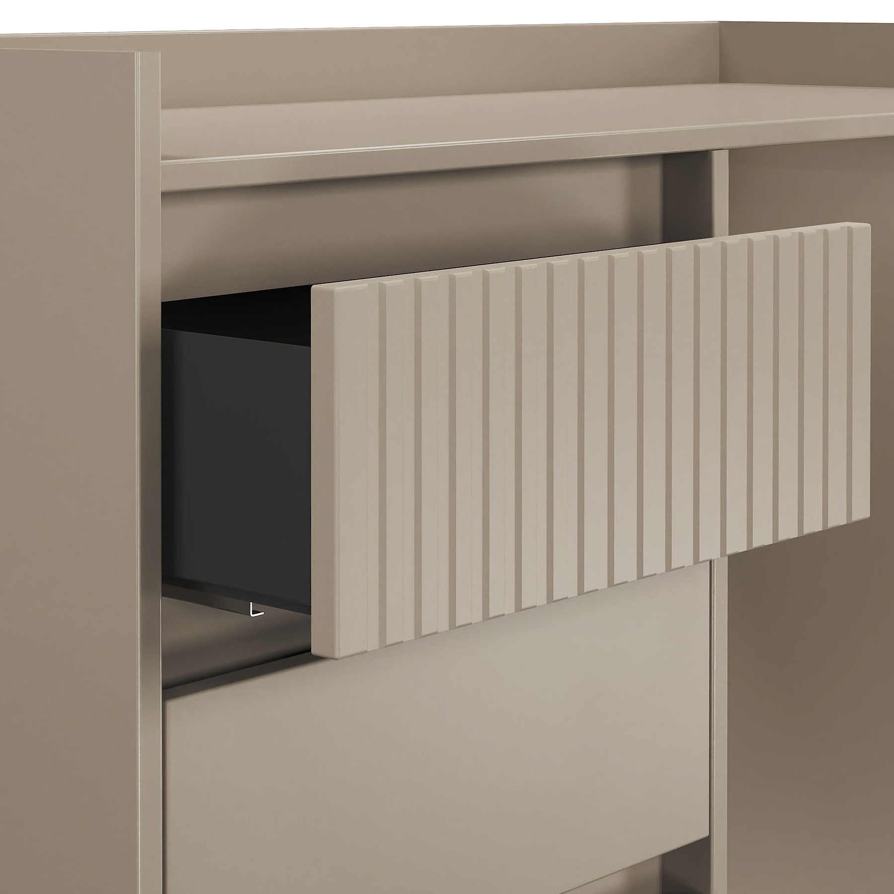 Kenton 4 Drawer Dressing Table Mushroom Matt from Roseland Furniture