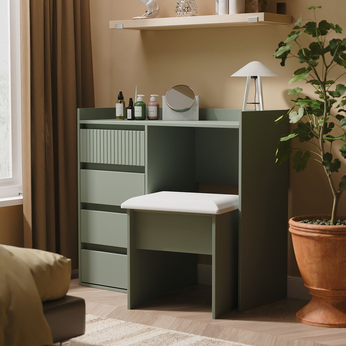 Kenton 4 Drawer Dressing Table Reed Green from Roseland Furniture