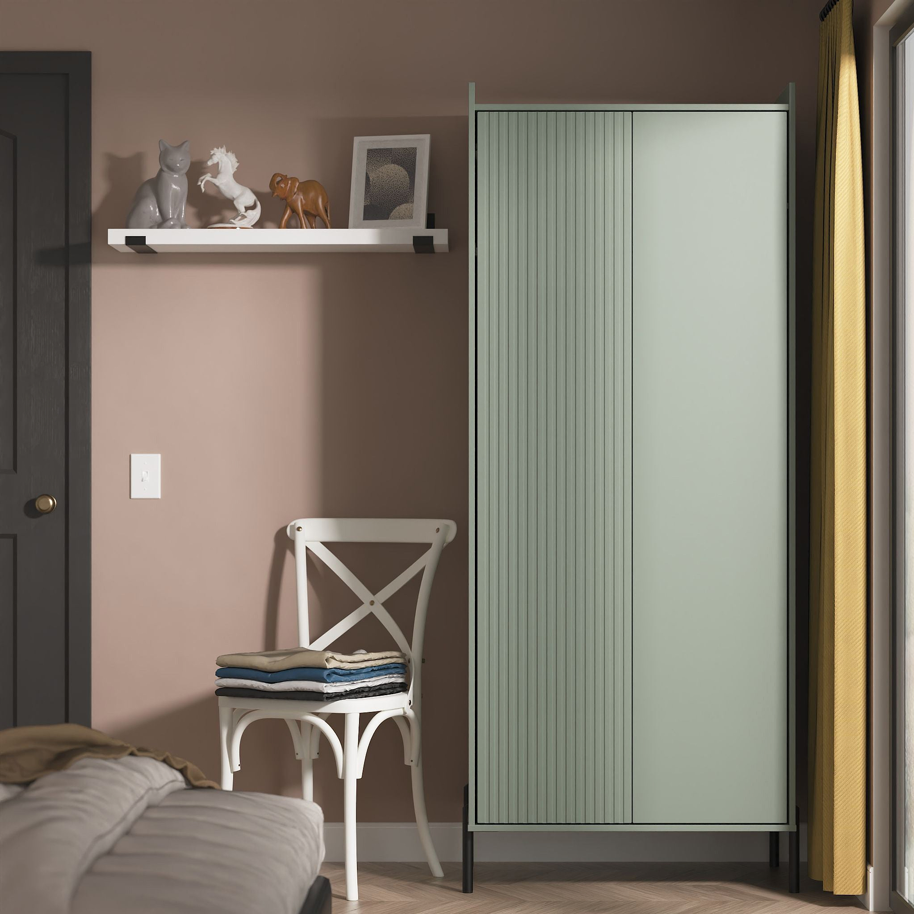 Kenton Double Wardrobe Reed Green from Roseland Furniture