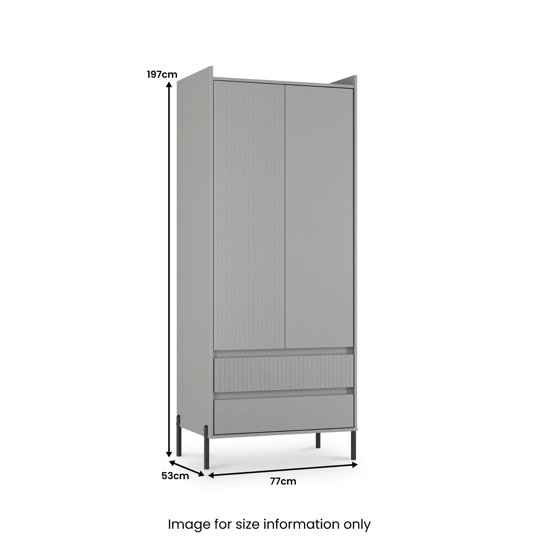 Kenton Double Wardrobe With Drawers Dusk Grey from Roseland Furniture