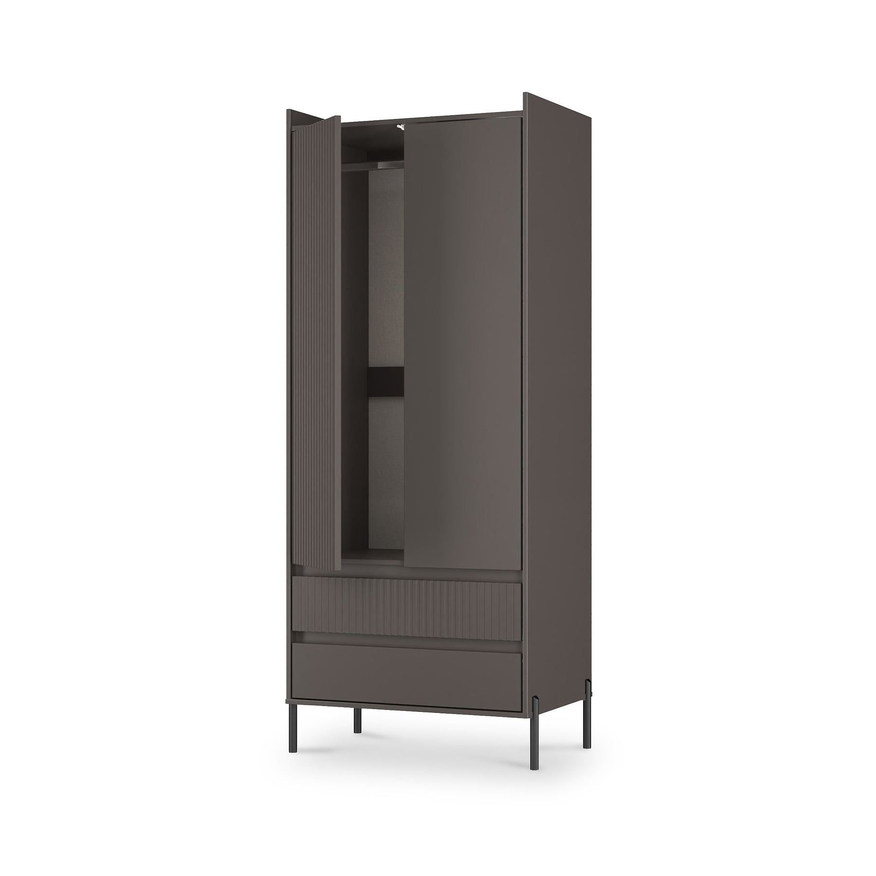 Kenton Double Wardrobe With Drawers Graphite from Roseland Furniture