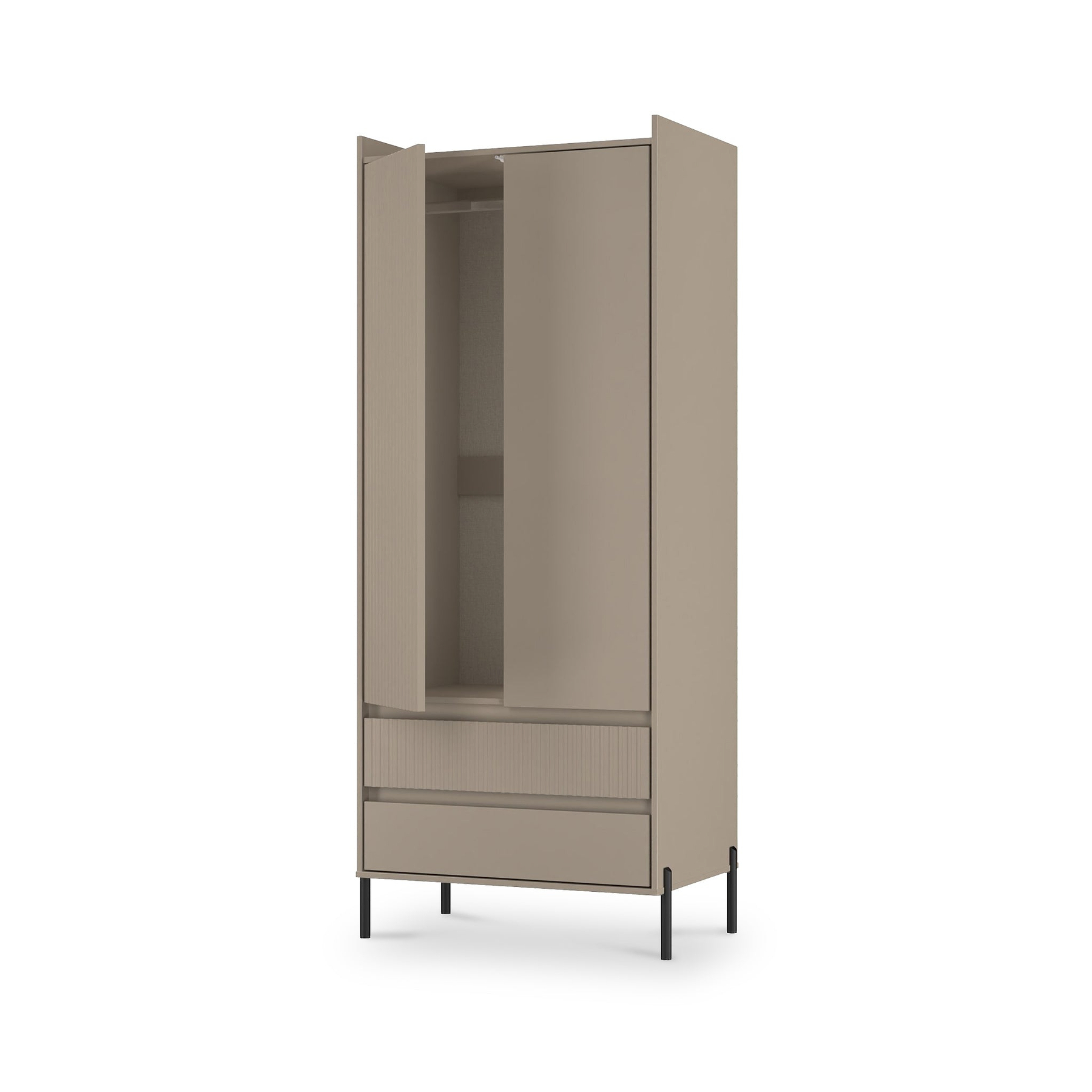 Kenton Double Wardrobe With Drawers Mushroom Matt from Roseland Furniture