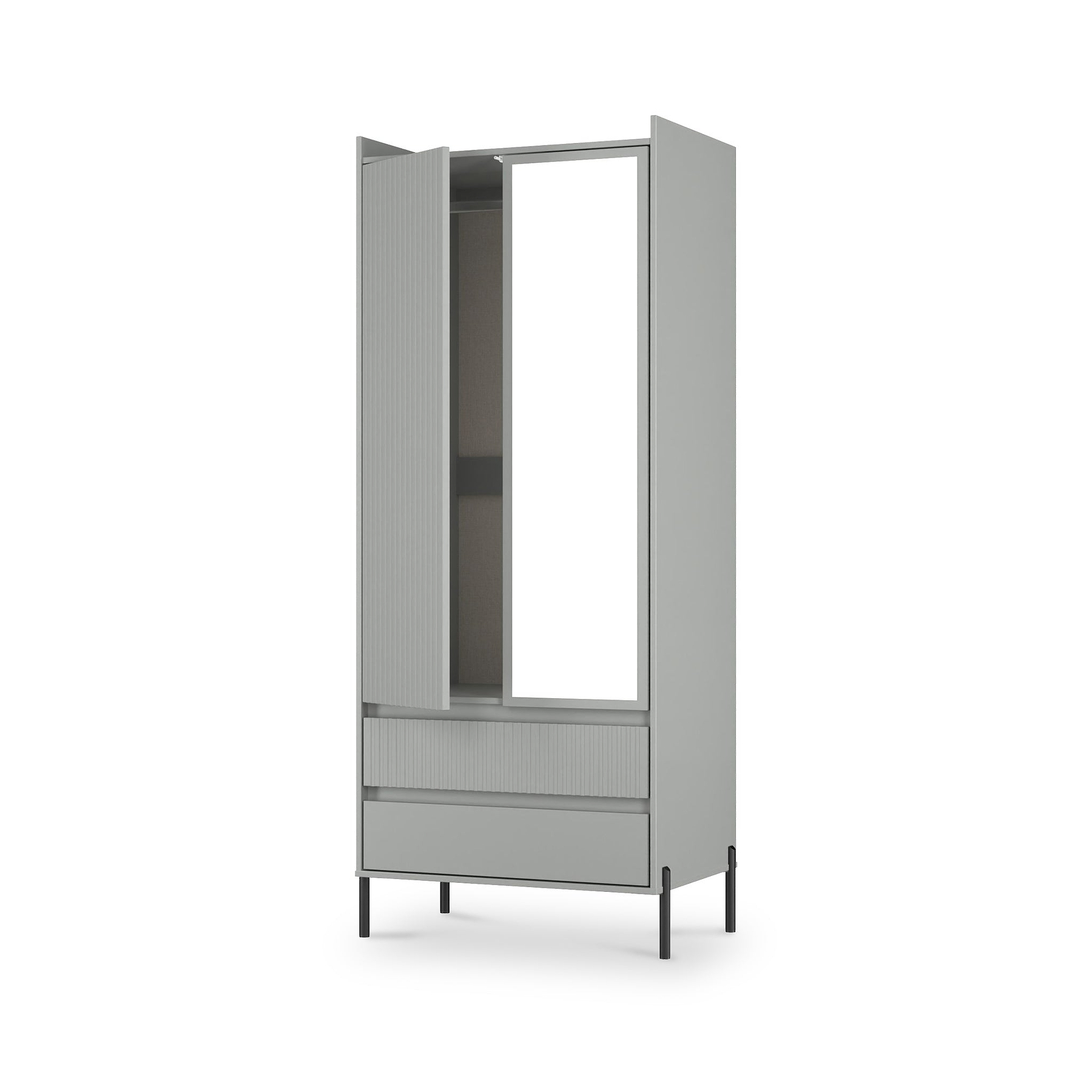 Kenton Double Mirrored Wardrobe With Drawers Dusk Grey from Roseland Furniture