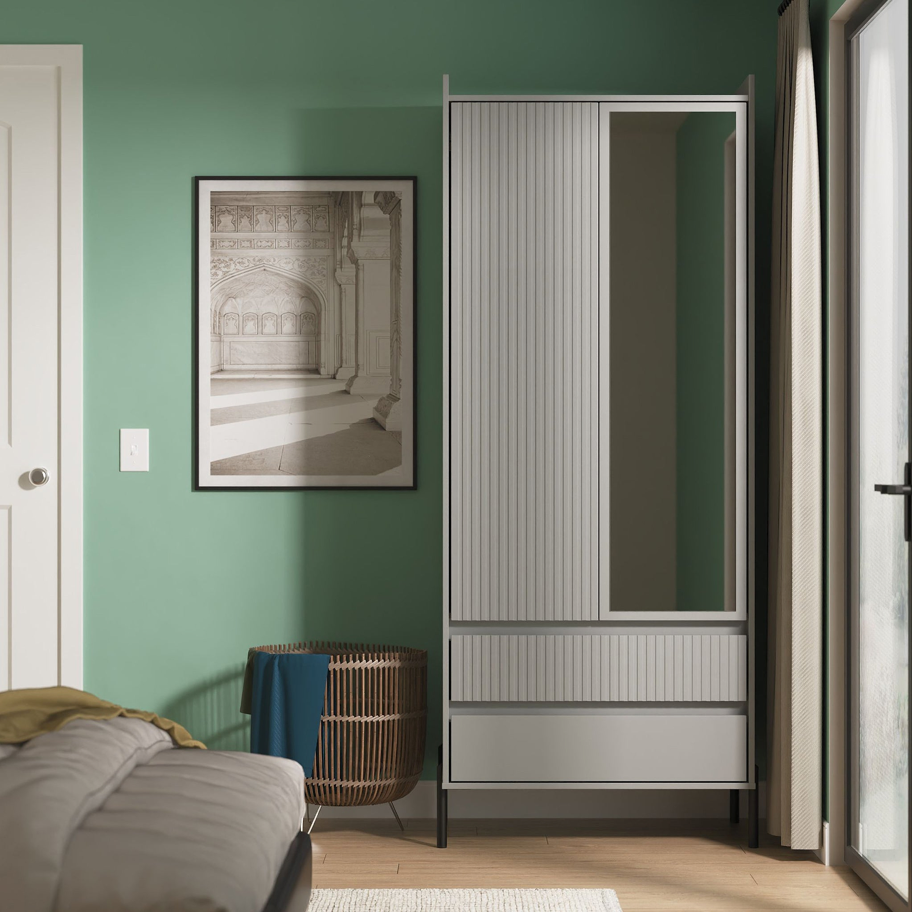 Kenton Double Mirrored Wardrobe With Drawers Dusk Grey from Roseland Furniture
