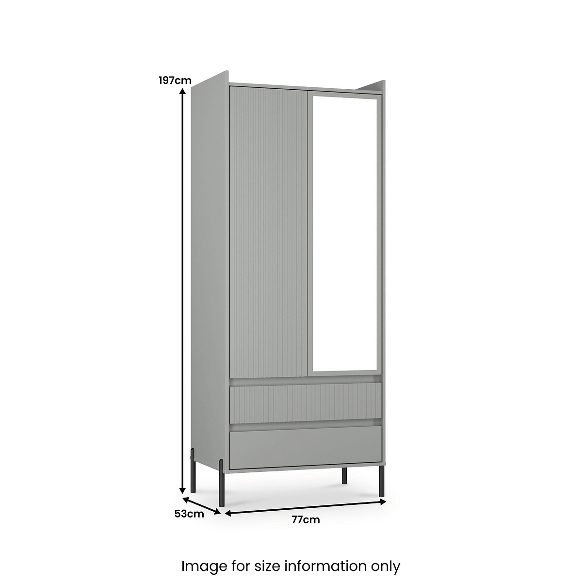 Kenton Double Mirrored Wardrobe With Drawers Dusk Grey from Roseland Furniture
