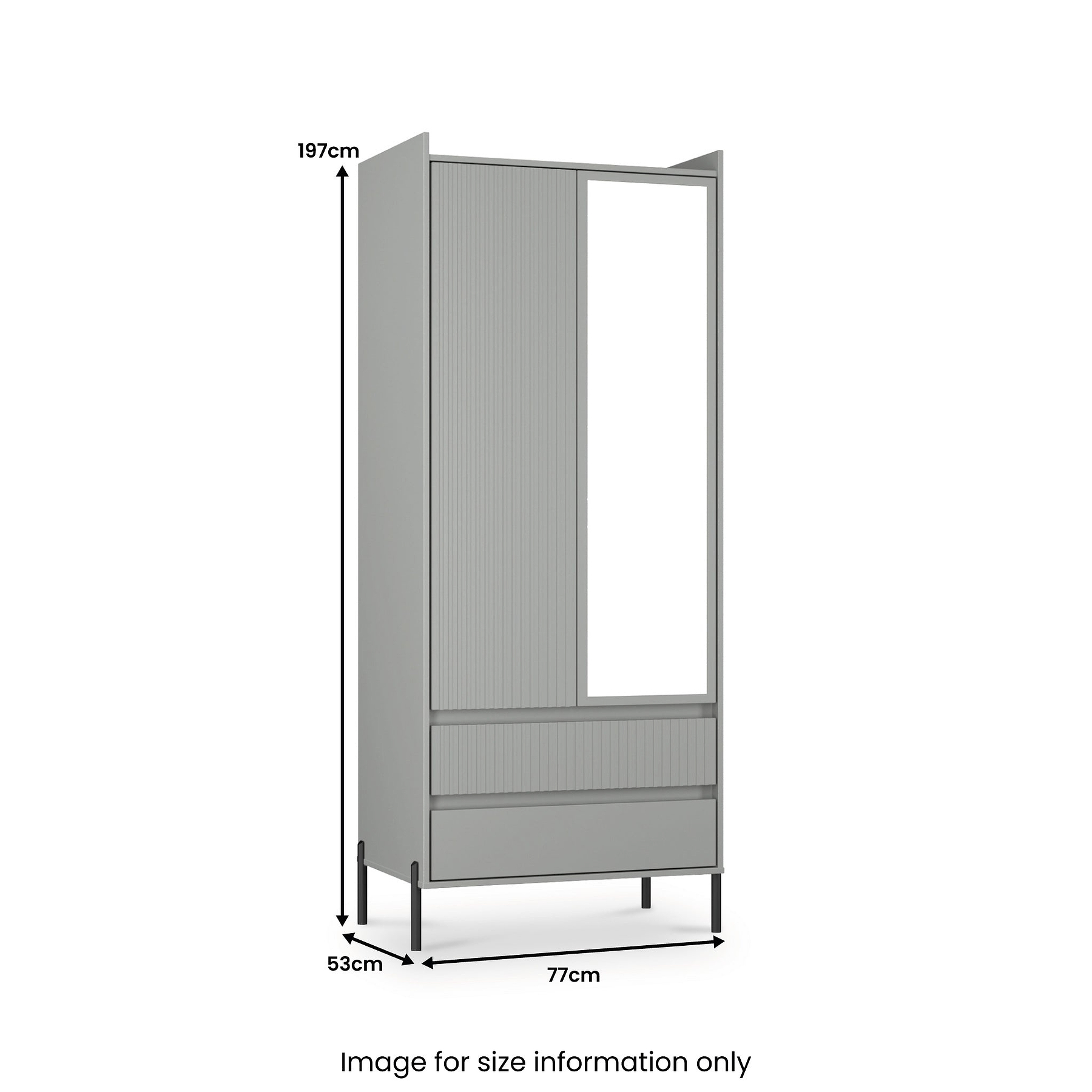 Kenton Double Mirrored Wardrobe With Drawers Dusk Grey from Roseland Furniture