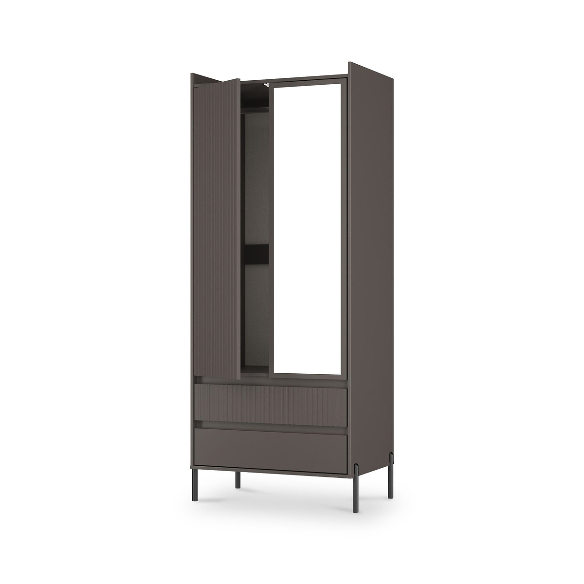 Kenton Double Mirrored Wardrobe With Drawers Graphite from Roseland Furniture