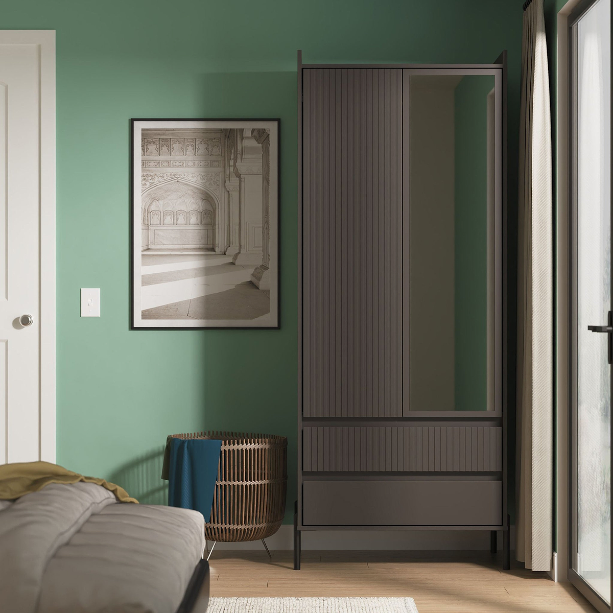 Kenton Double Mirrored Wardrobe With Drawers Graphite from Roseland Furniture