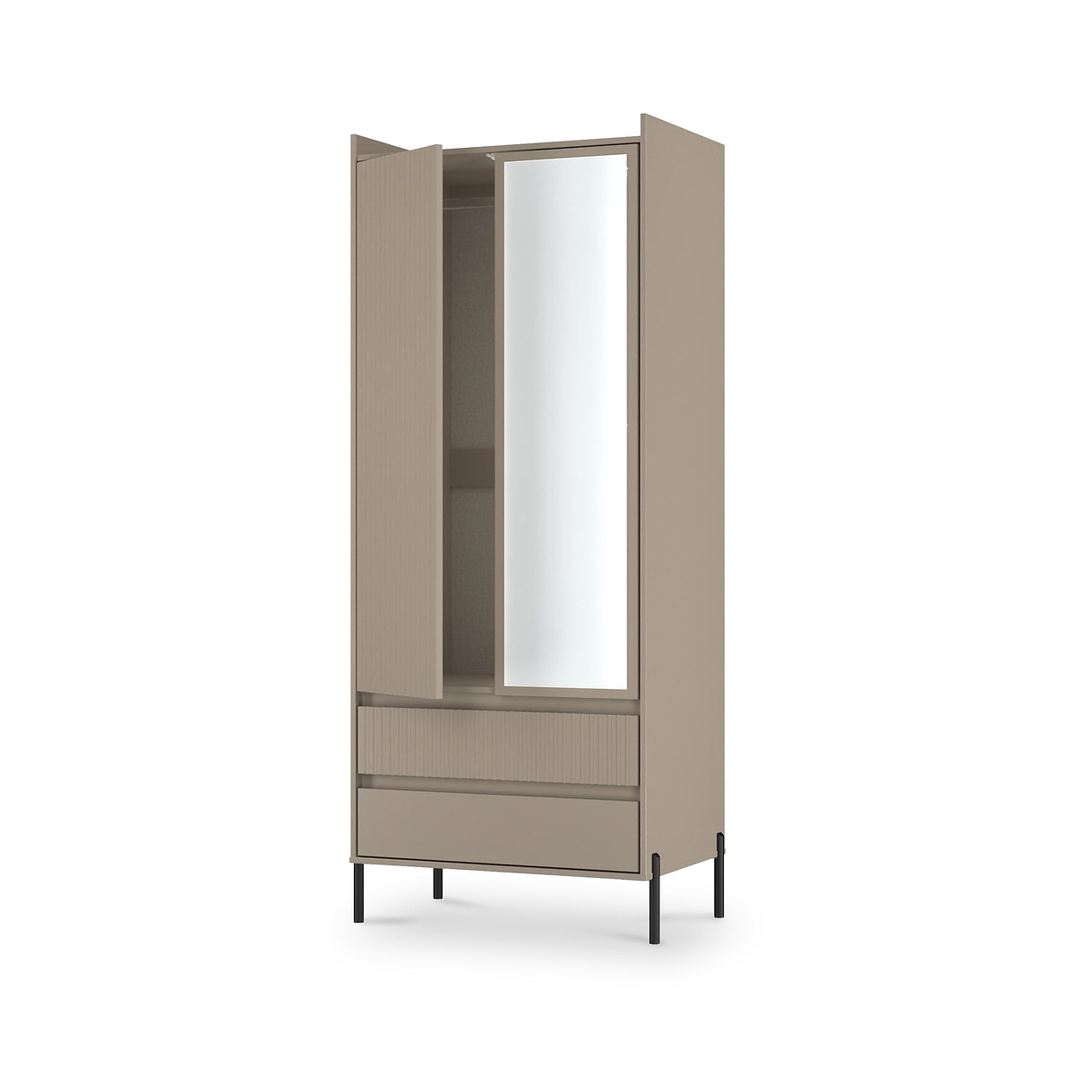 Kenton Double Mirrored Wardrobe With Drawers Mushroom Matt from Roseland Furniture