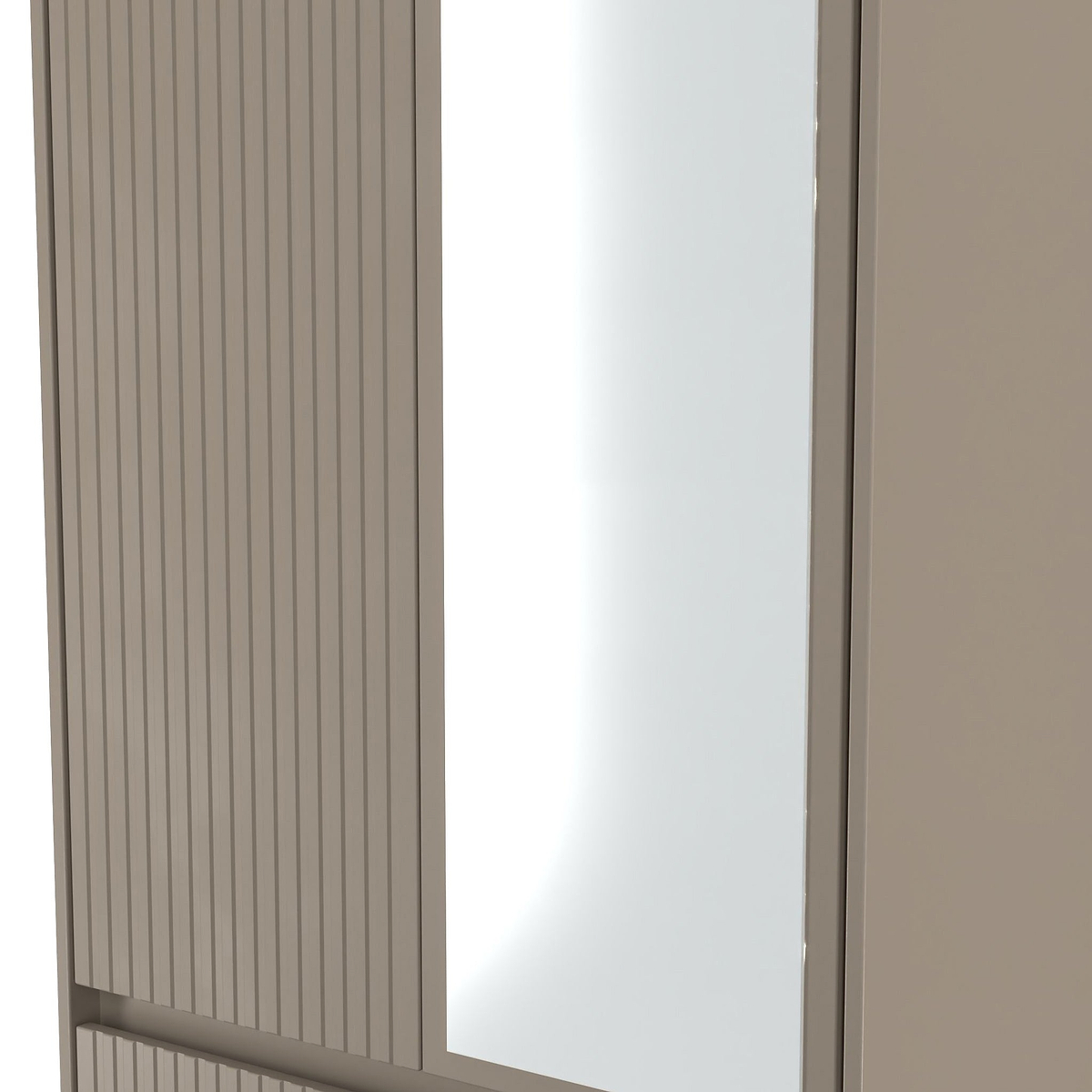 Kenton Double Mirrored Wardrobe With Drawers Mushroom Matt from Roseland Furniture