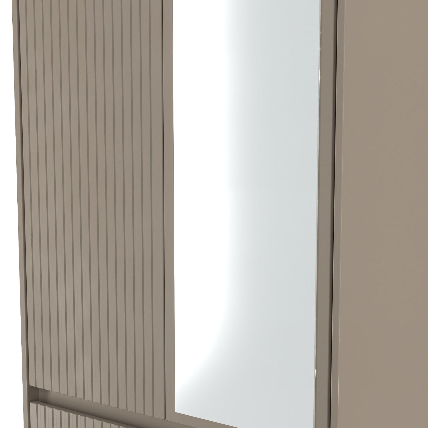 Kenton Double Mirrored Wardrobe With Drawers Mushroom Matt from Roseland Furniture