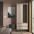 Kenton Double Mirrored Wardrobe With Drawers Mushroom Matt from Roseland Furniture