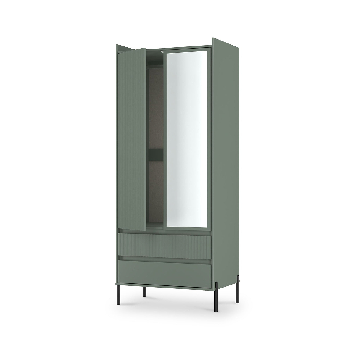 Kenton Double Mirrored Wardrobe With Drawers Reed Green from Roseland Furniture