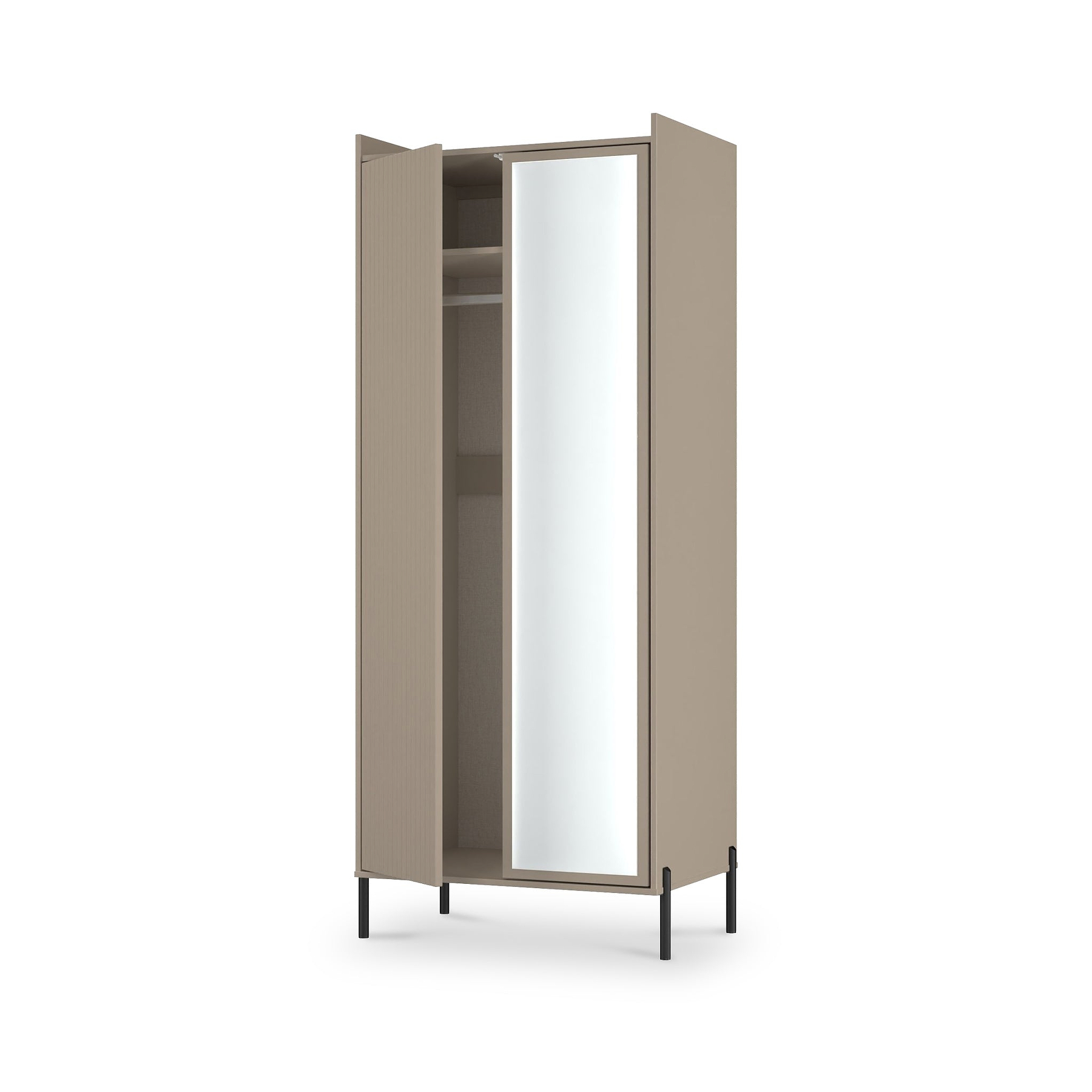 Kenton Double Mirrored Wardrobe Mushroom Matt from Roseland Furniture