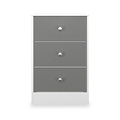 Bennet-3-Drawer-Bedside-Table-Grey-&-White Front1 from Roseland Furniture