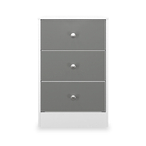 Bennet-3-Drawer-Bedside-Table-Grey-&-White Front1 from Roseland Furniture