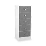 Bennet-5-Drawer-Tallboy-Chest-Grey-&-White from Roseland Furniture