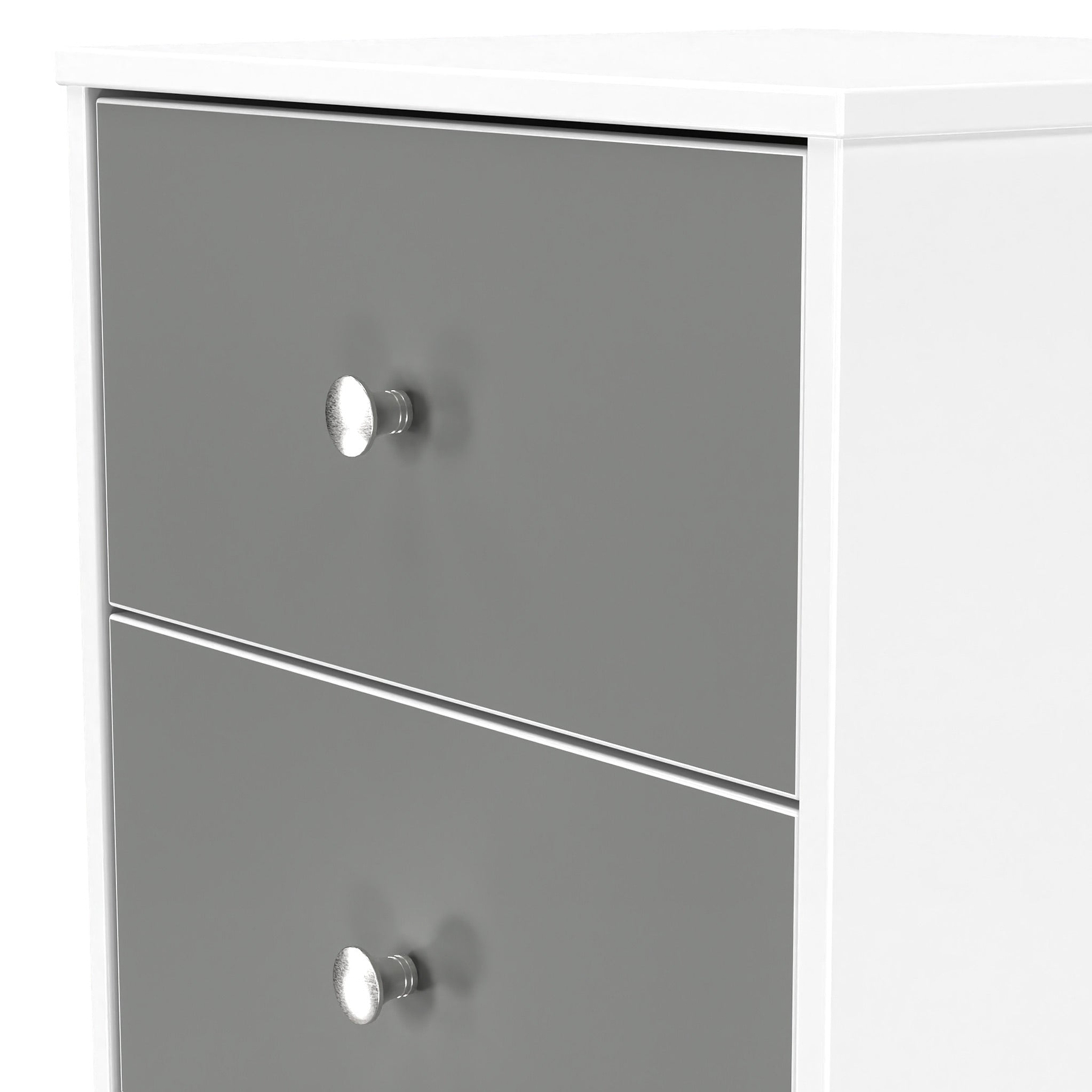 Bennet-5-Drawer-Tallboy-Chest-Grey-&-White from Roseland Furniture