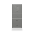 Bennet-5-Drawer-Tallboy-Chest-Grey-&-White Front1 from Roseland Furniture