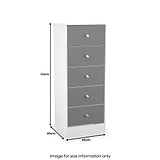 Bennet-5-Drawer-Tallboy-Chest-Grey-&-White from Roseland Furniture