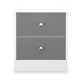 Bennet-2-Drawer-Bedside-Table-Grey-&-White Front1 from Roseland Furniture