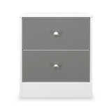 Bennet-2-Drawer-Bedside-Table-Grey-&-White Front1 from Roseland Furniture
