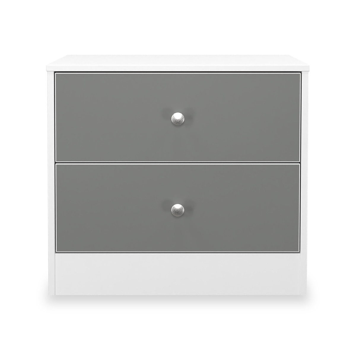 Bennet-2-Drawer-Midi-Chest-Grey-&-White Front1 from Roseland Furniture