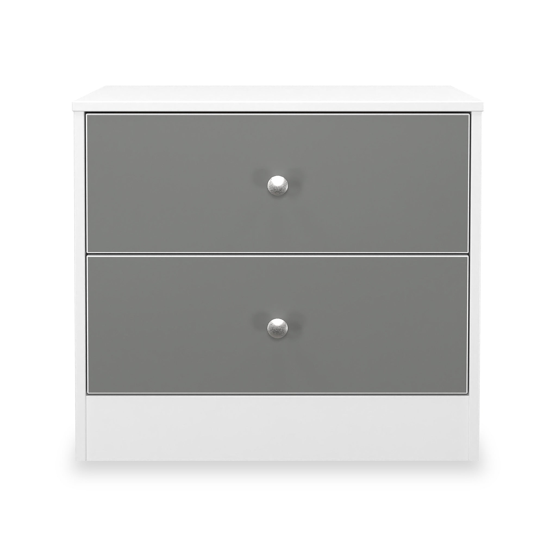 Bennet-2-Drawer-Midi-Chest-Grey-&-White Front1 from Roseland Furniture