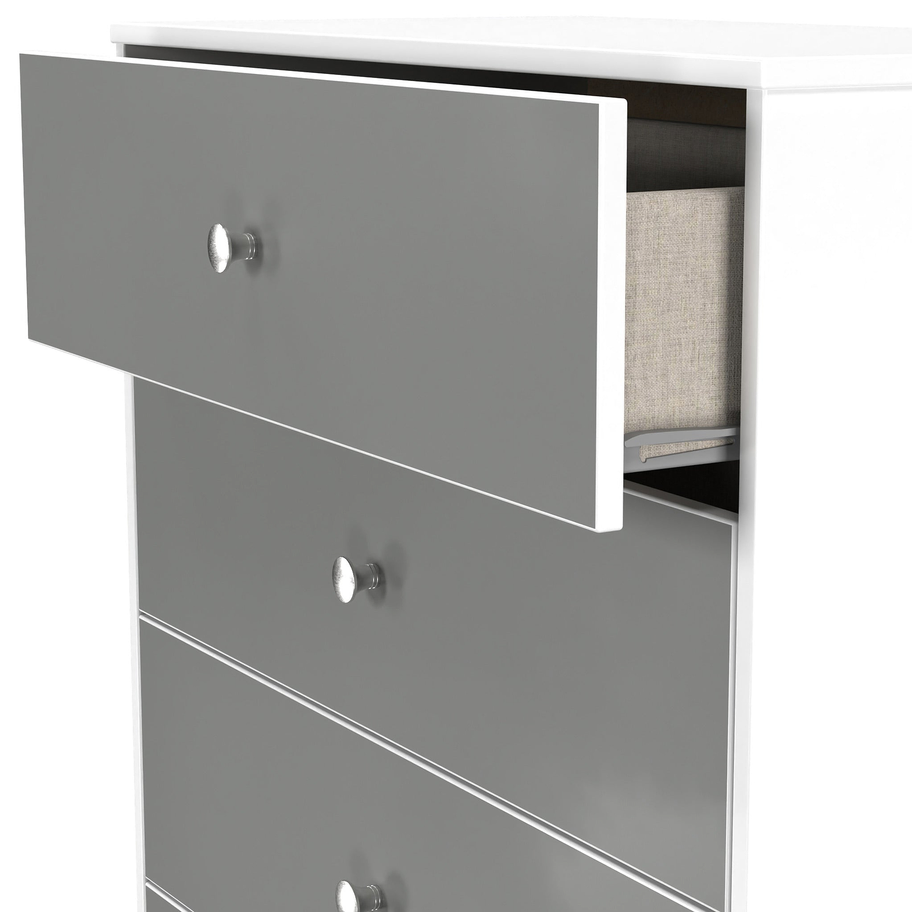 Bennet-5-Drawer-Chest-Grey-&-White from Roseland Furniture