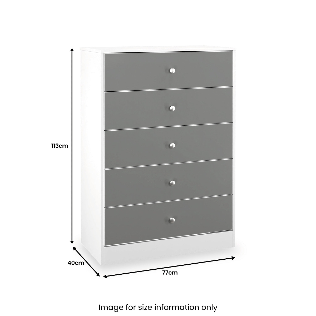 Bennet-5-Drawer-Chest-Grey-&-White from Roseland Furniture