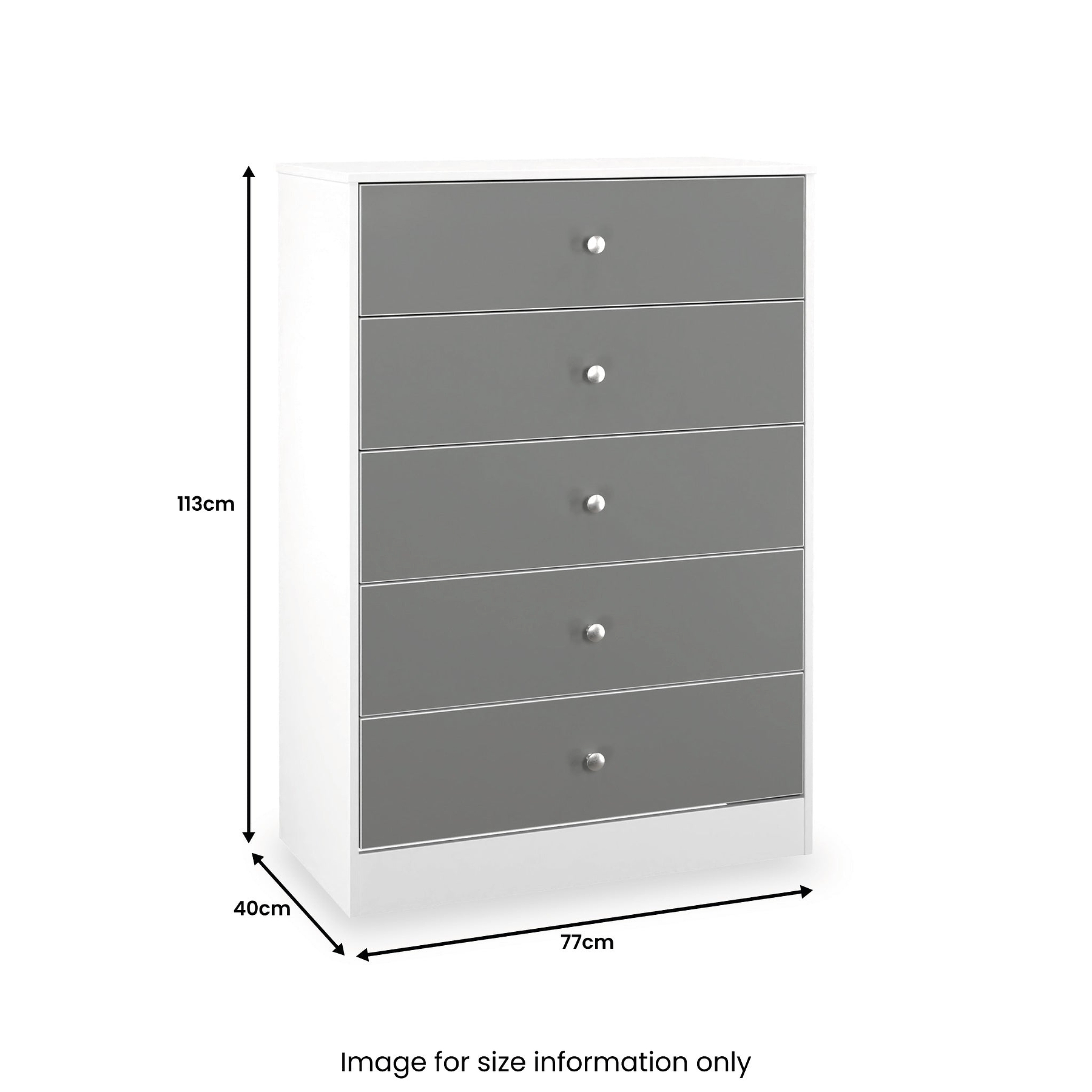 Bennet-5-Drawer-Chest-Grey-&-White from Roseland Furniture