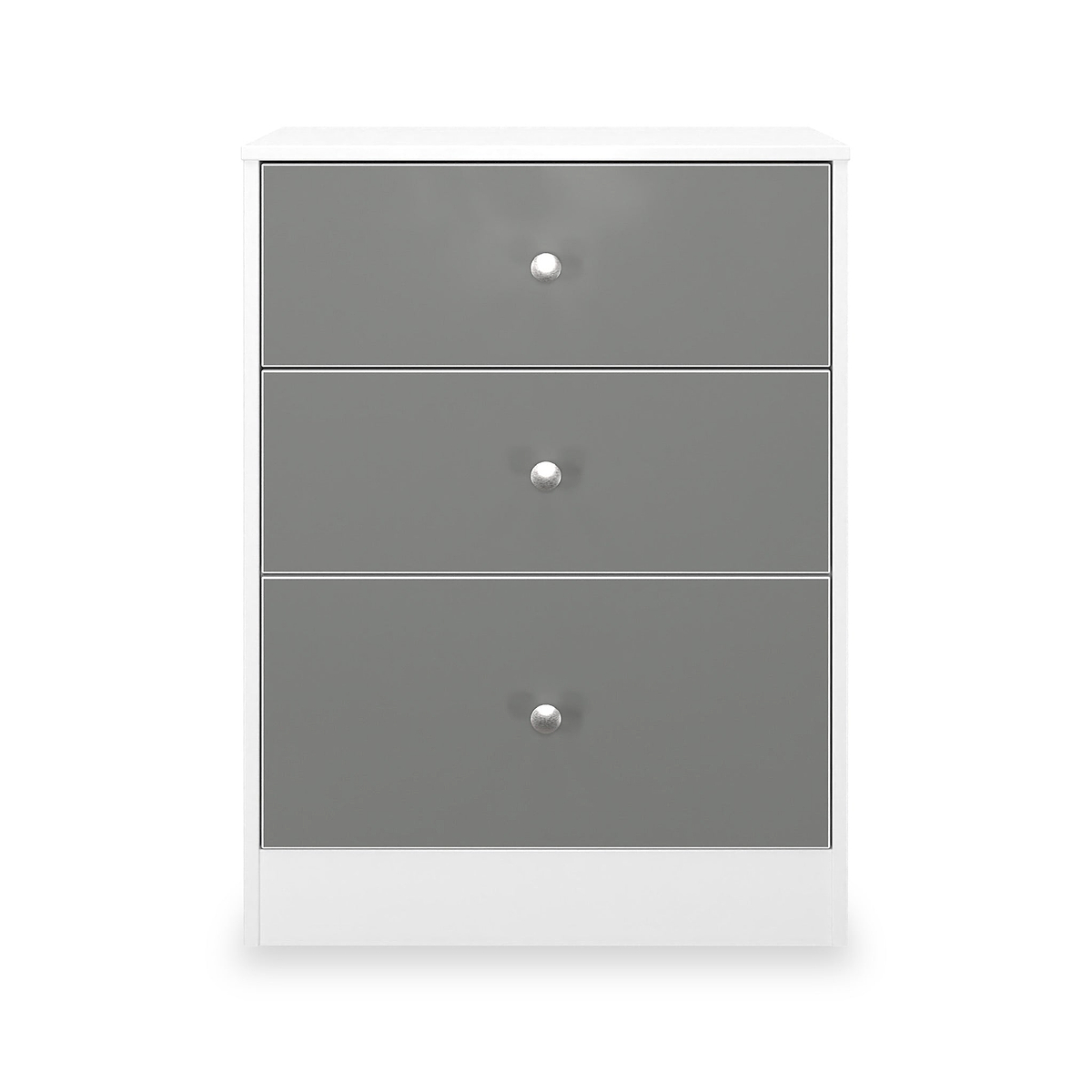 Bennet-3-Drawer-Midi-Deep-Chest-Grey-&-White Front1 from Roseland Furniture