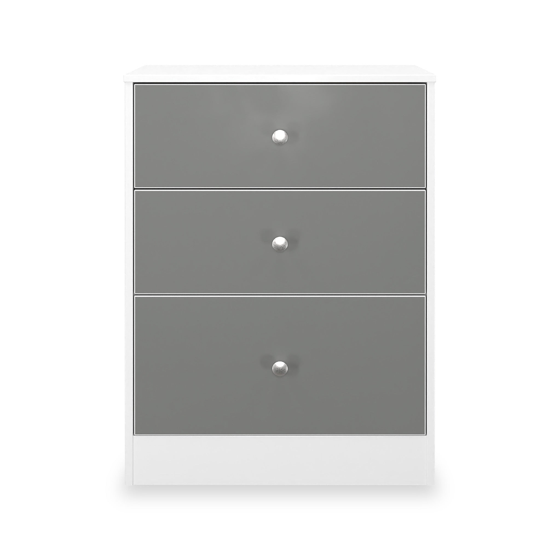 Bennet-3-Drawer-Midi-Deep-Chest-Grey-&-White Front1 from Roseland Furniture