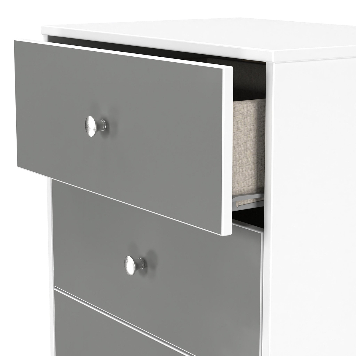 Bennet-4-Drawer-Midi-Deep-Chest-Grey-&-White from Roseland Furniture