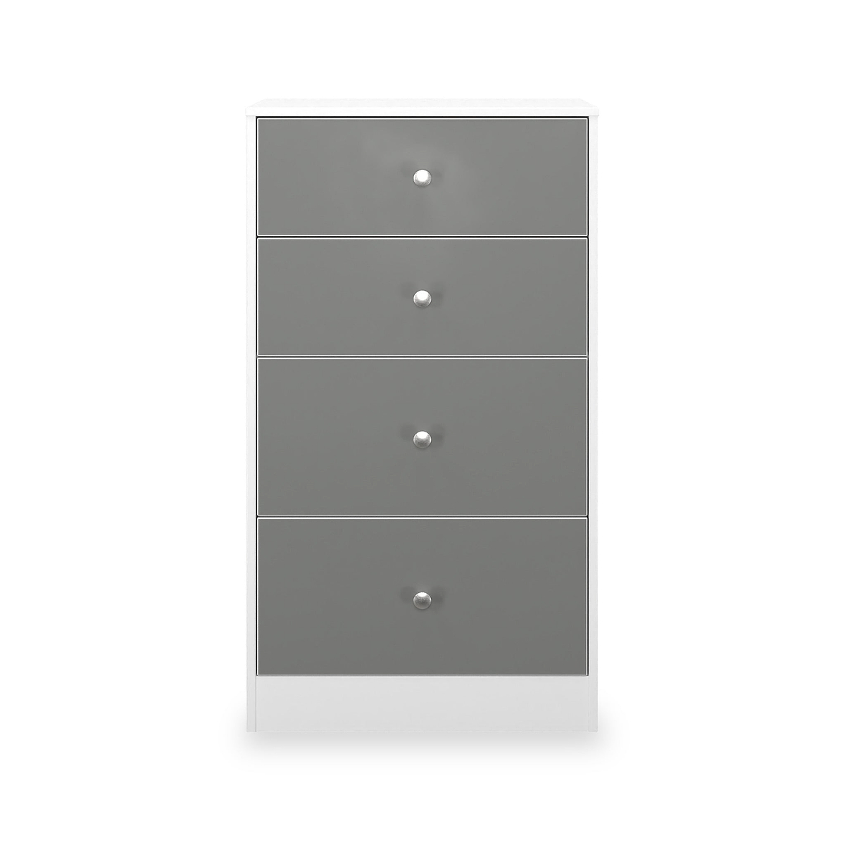 Bennet-4-Drawer-Midi-Deep-Chest-Grey-&-White Front1 from Roseland Furniture