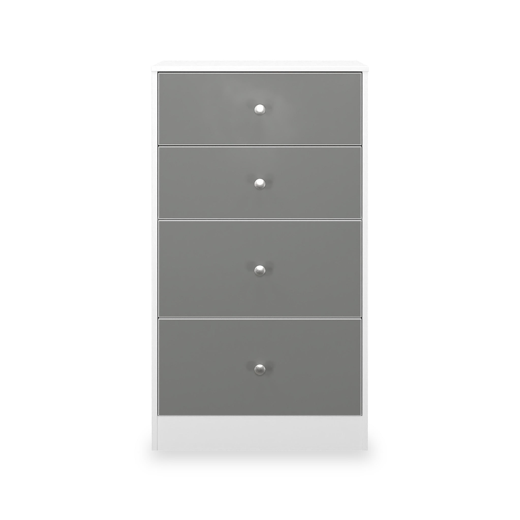 Bennet-4-Drawer-Midi-Deep-Chest-Grey-&-White Front1 from Roseland Furniture