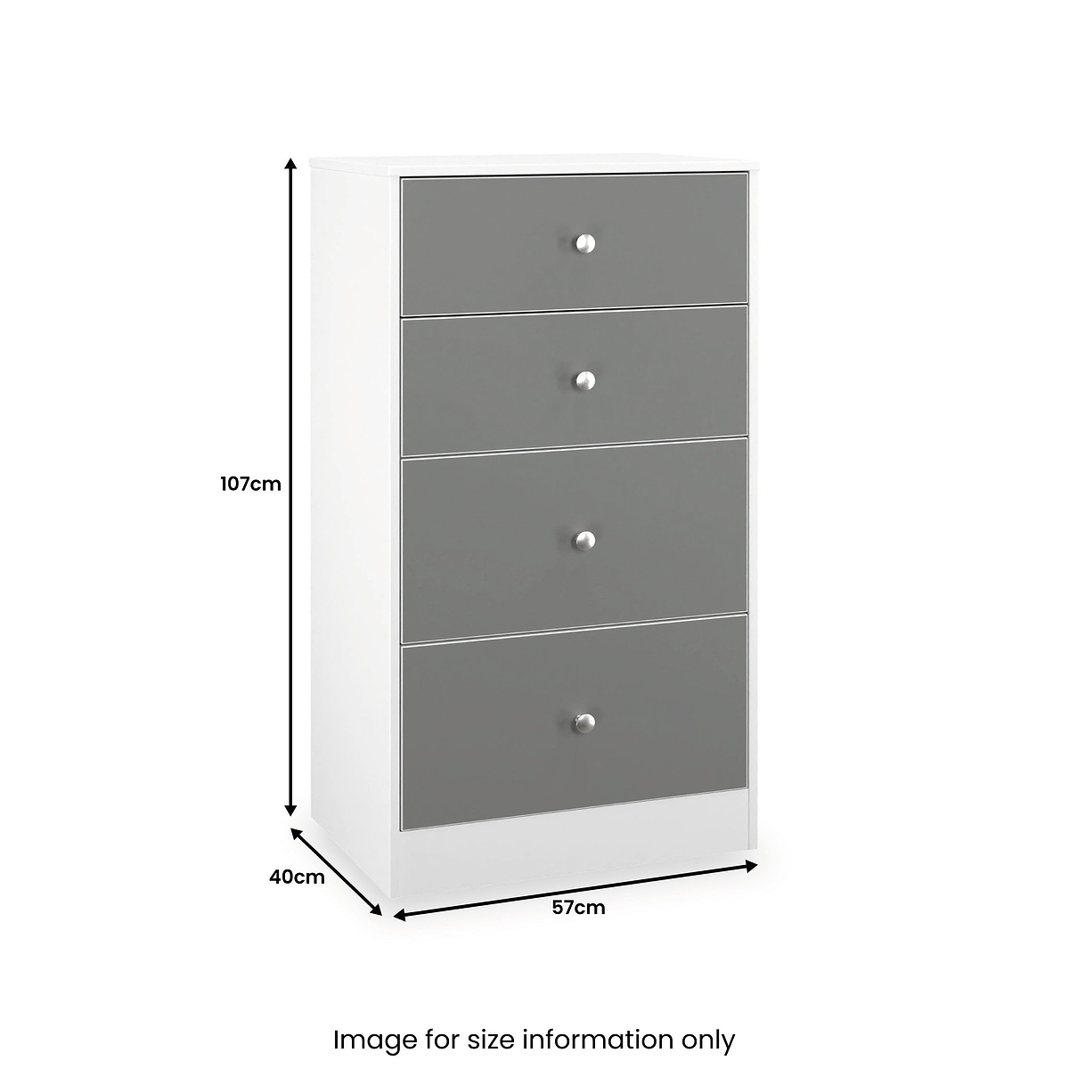 Bennet-4-Drawer-Midi-Deep-Chest-Grey-&-White from Roseland Furniture