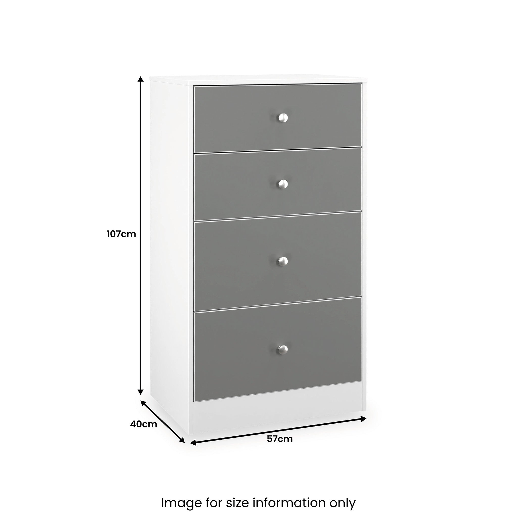 Bennet-4-Drawer-Midi-Deep-Chest-Grey-&-White from Roseland Furniture