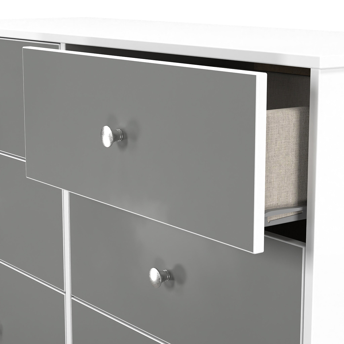 Bennet-6-Drawer-Midi-Chest-Grey-&-White from Roseland Furniture
