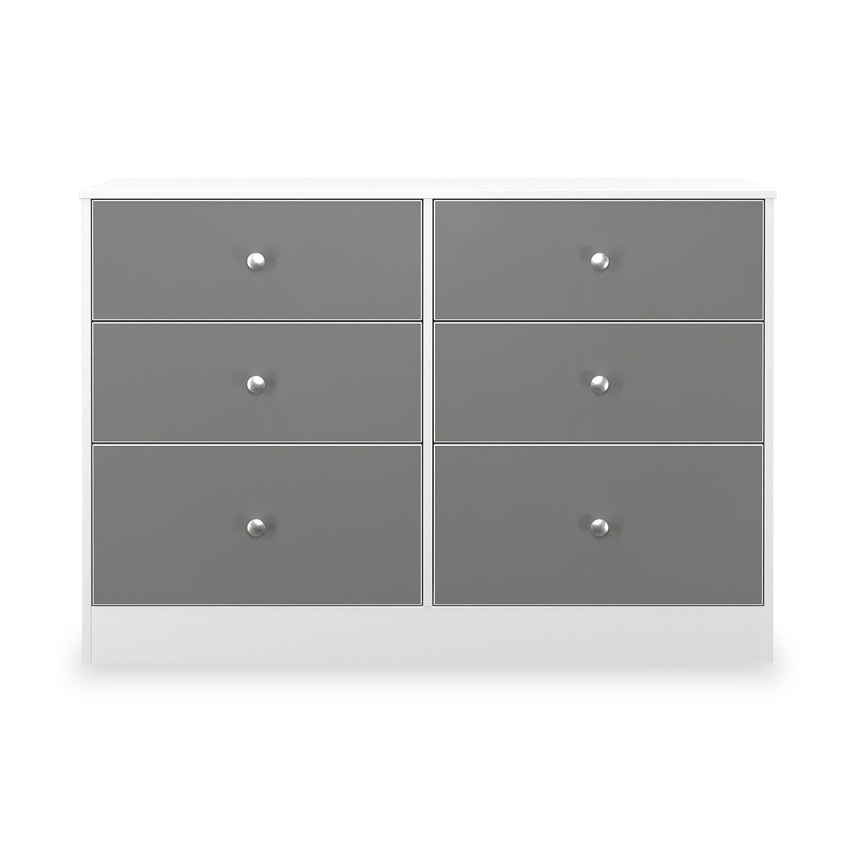 Bennet-6-Drawer-Midi-Deep-Chest-Grey-&-White Front1 from Roseland Furniture