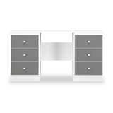 Bennet-6-Drawer-Kneehole-Grey-&-White Front1 from Roseland Furniture