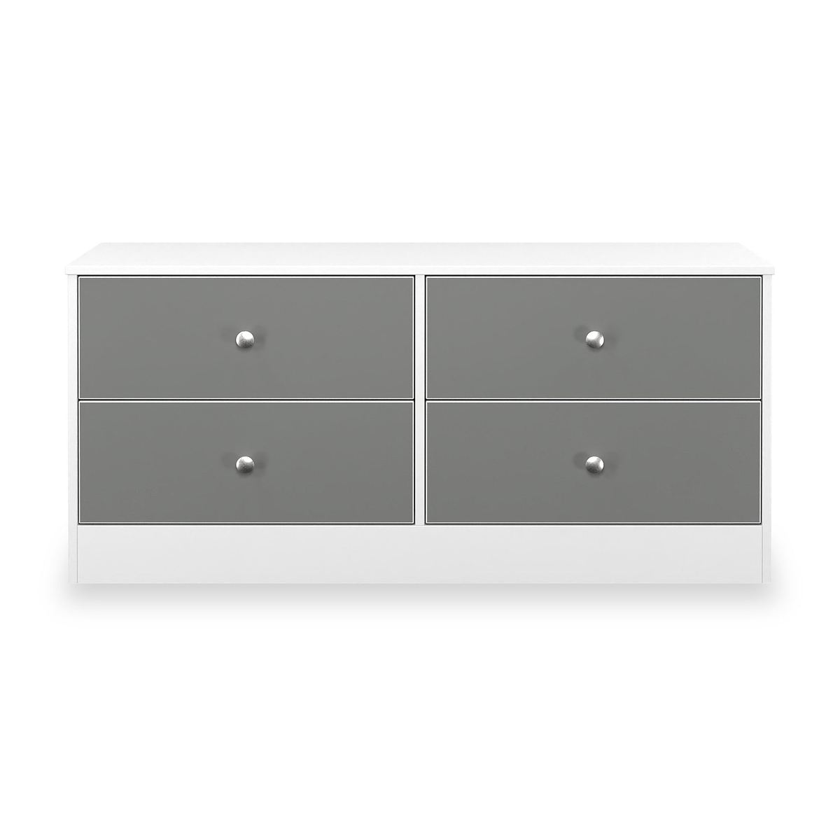 Bennet-4-Drawer-Bed-Box-Grey-&-White Front1 from Roseland Furniture