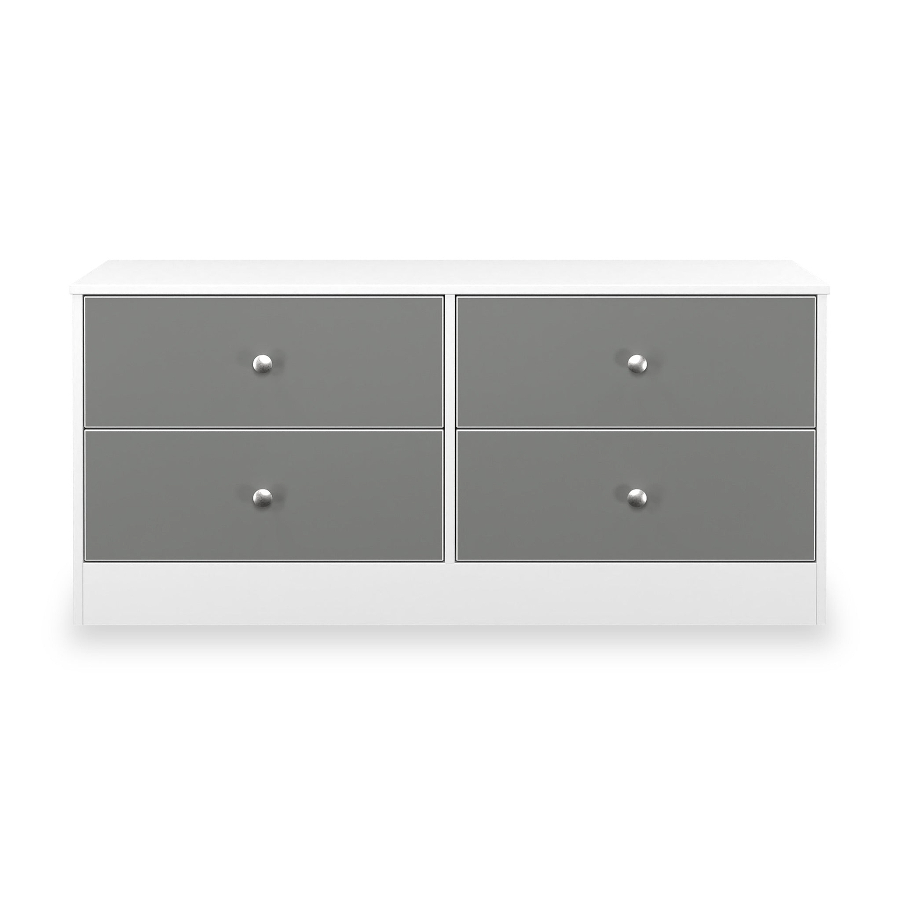 Bennet-4-Drawer-Bed-Box-Grey-&-White Front1 from Roseland Furniture