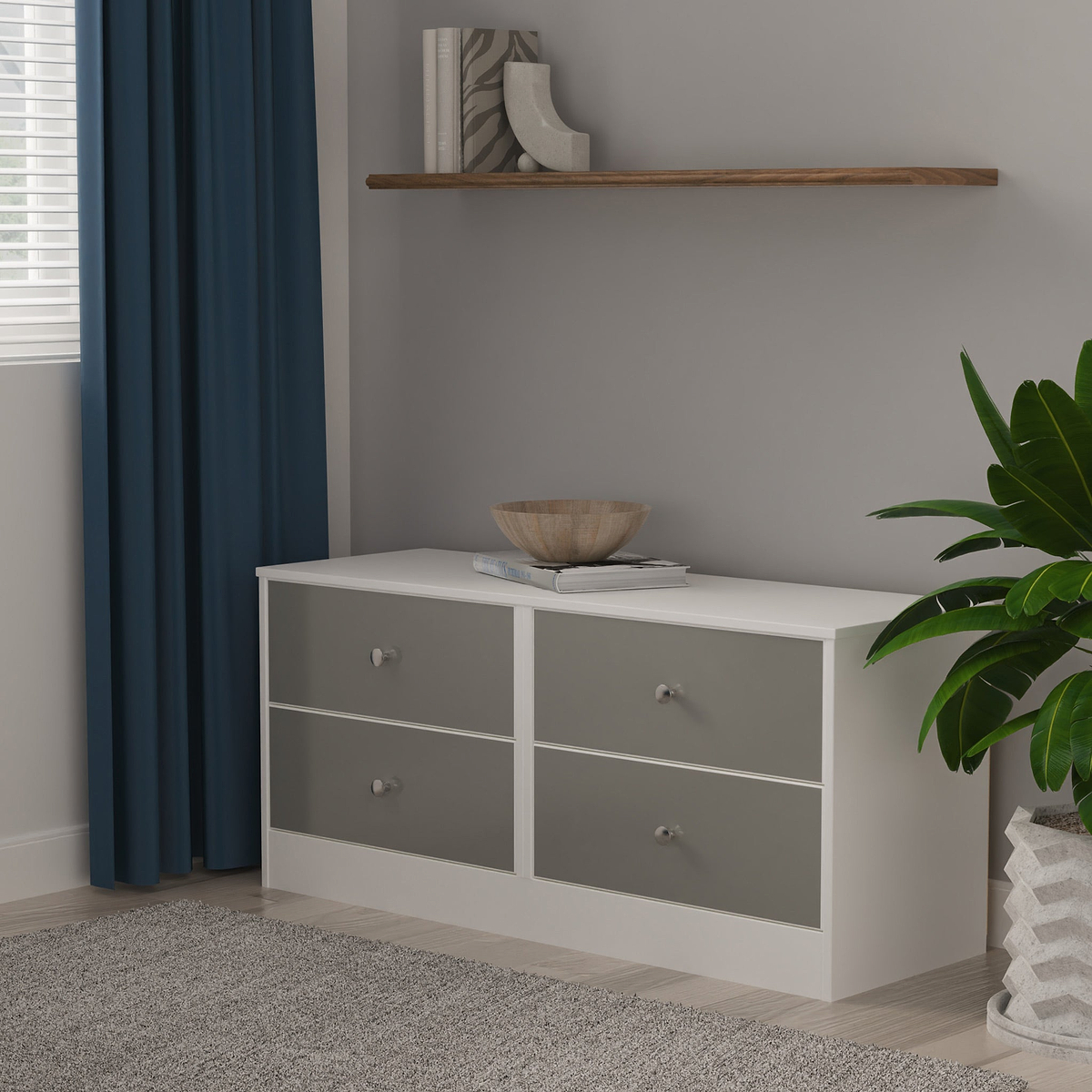 Bennet-4-Drawer-Bed-Box-Grey-&-White from Roseland Furniture
