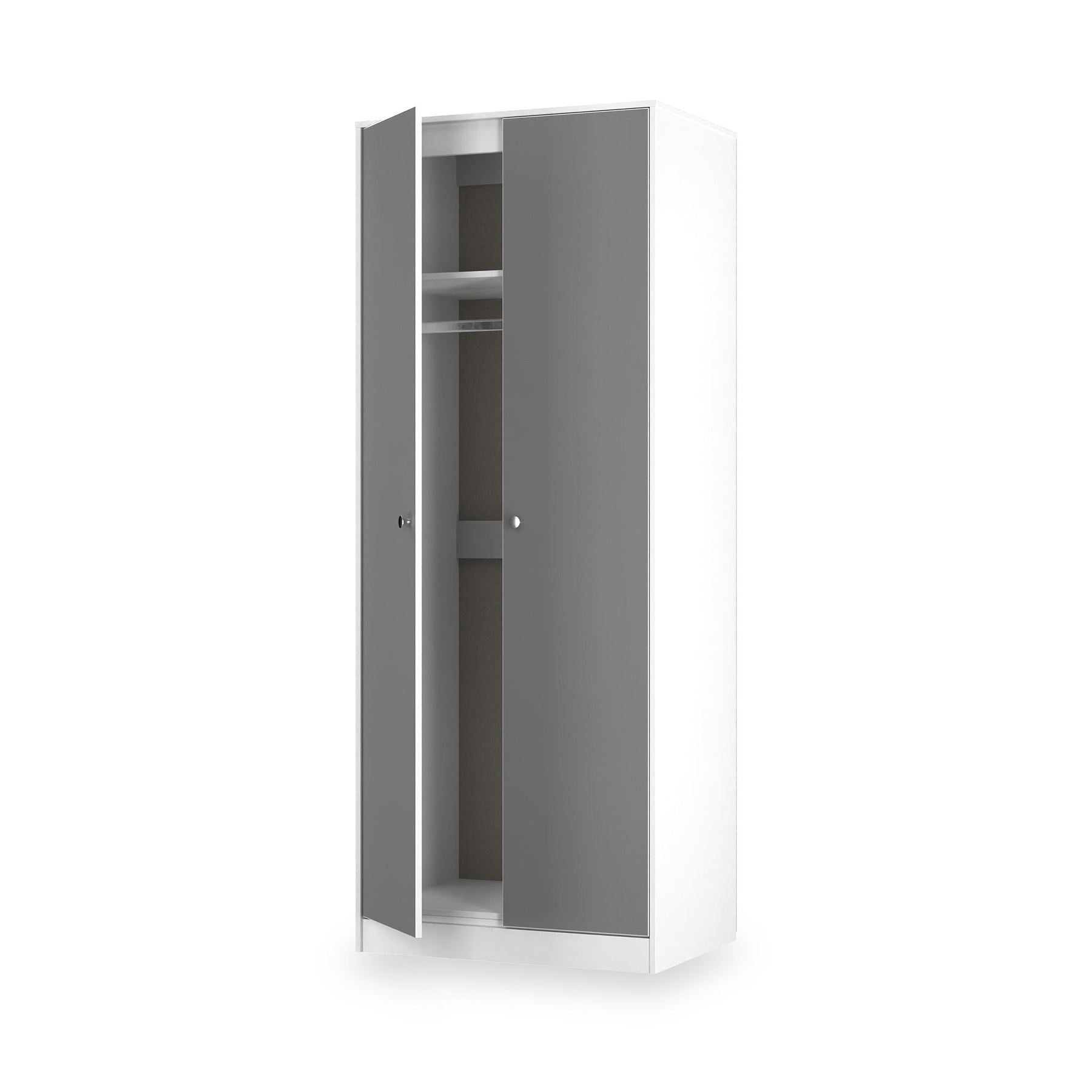Bennet-Tall-Double-Wardrobe-Grey-&-White from Roseland Furniture