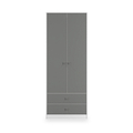 Bennet-Tall-2-Drawer-Wardrobe-Grey-&-White Front1 from Roseland Furniture
