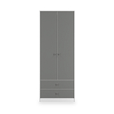 Bennet-Tall-2-Drawer-Wardrobe-Grey-&-White Front1 from Roseland Furniture