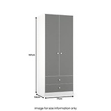 Bennet-Tall-2-Drawer-Wardrobe-Grey-&-White from Roseland Furniture