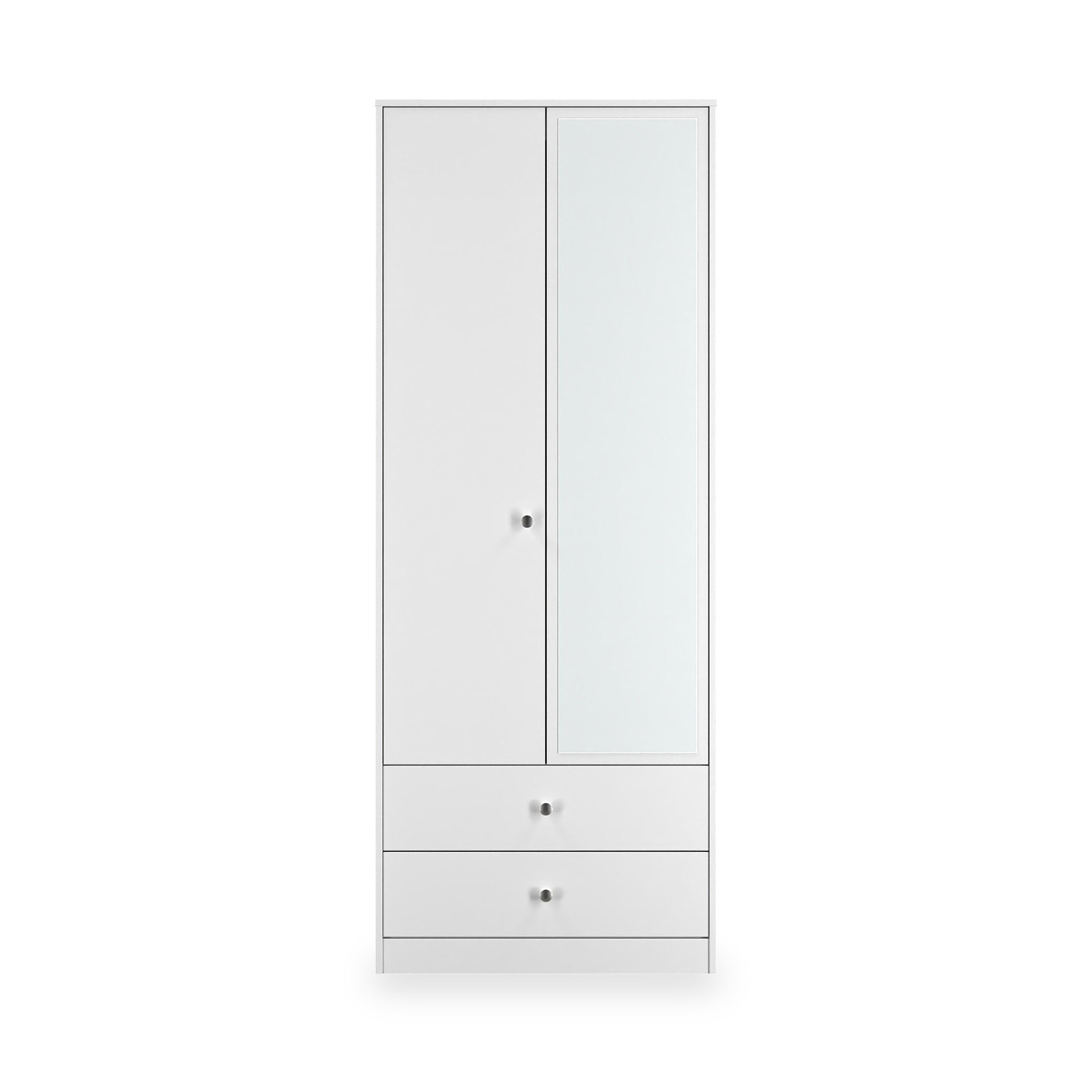 Bennet-Tall-2-Drawer-Mirrored-Wardrobe-White from Roseland Furniture
