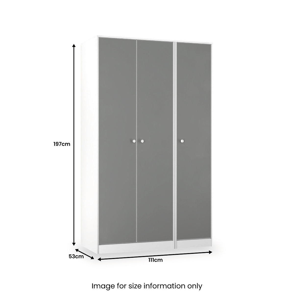 Bennet-Tall-Triple-Plain-Wardrobe-Grey-&-White from Roseland Furniture